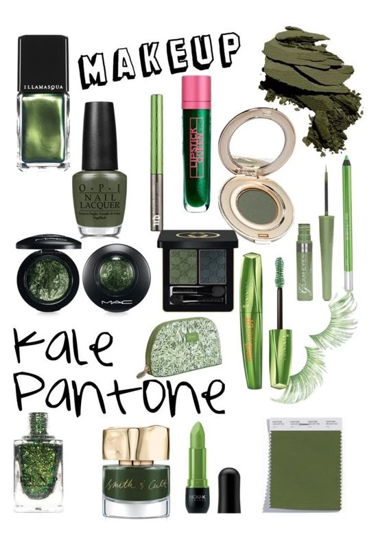 Maquillaje con tonos verdes Kale Pantone.